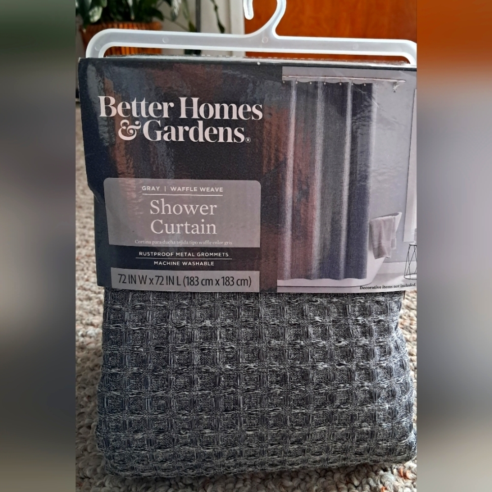 Better Homes & Gardens Grey Waffle Weave Shower Curtain NWT